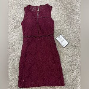 NWT City Studio Burgundy Lace Dress